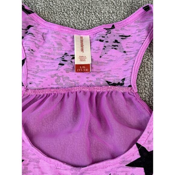 No Boundaries Racerback Tank Top Purple Star Print Sheer Juniors Large - Picture 4 of 6